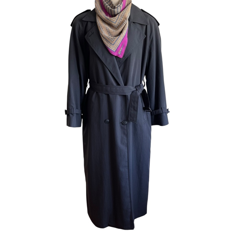 Vintage London Fog Gray Maxi Trench Coat Removable Quilted Liner 12 R